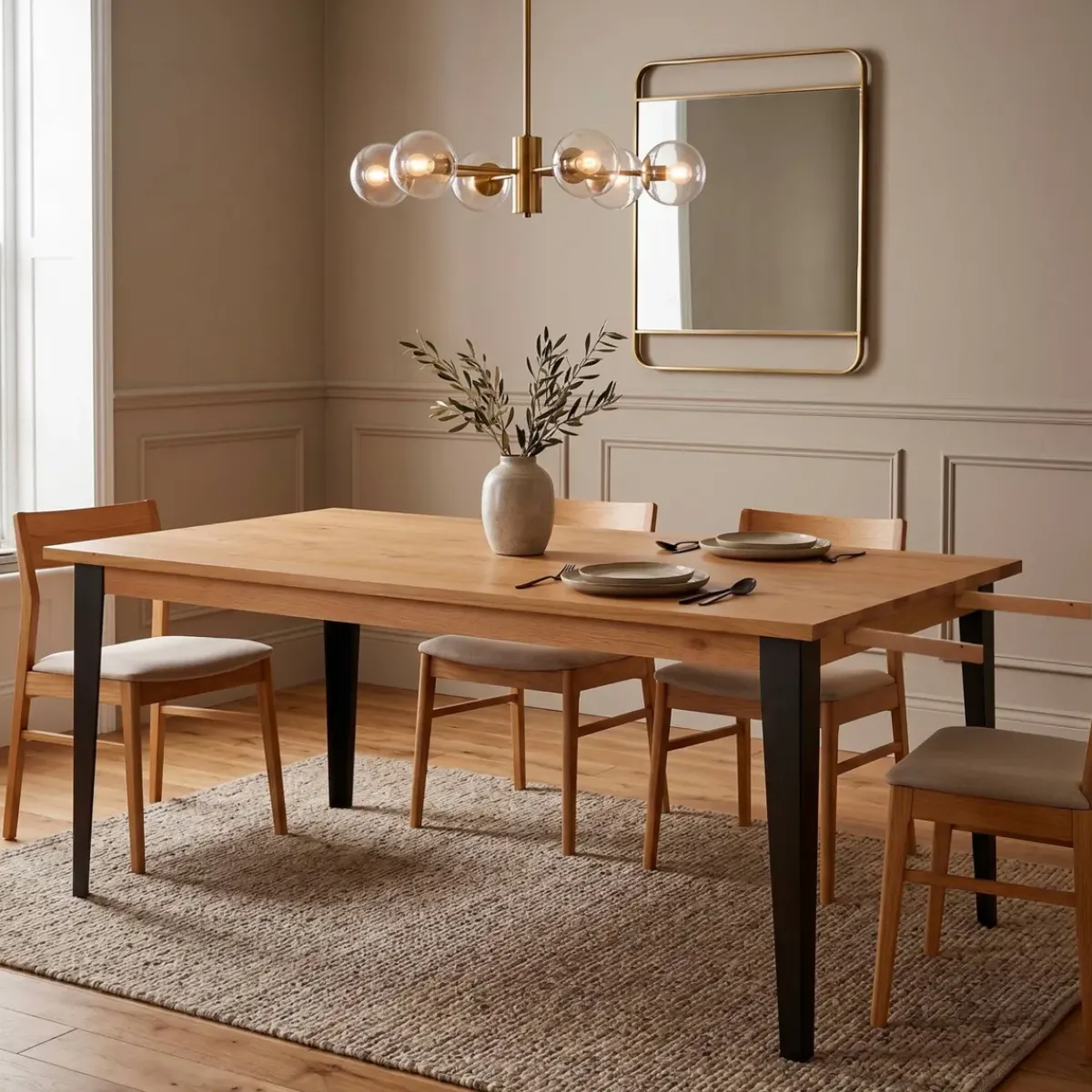 Tavoli Da Pranzo-Tavolo rettangolare allungabile in rovere massello e metallo (200 cm) Bristol