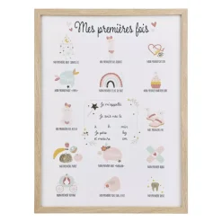 OSTARIA Oggetti Decorativi Bambini-Tela murale per bambini e penna (30 x 40 cm) Le mie prime volte Lilla Beige