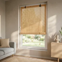 Tenda a rullo con lamelle (120 x 180 cm) Bambù Beige