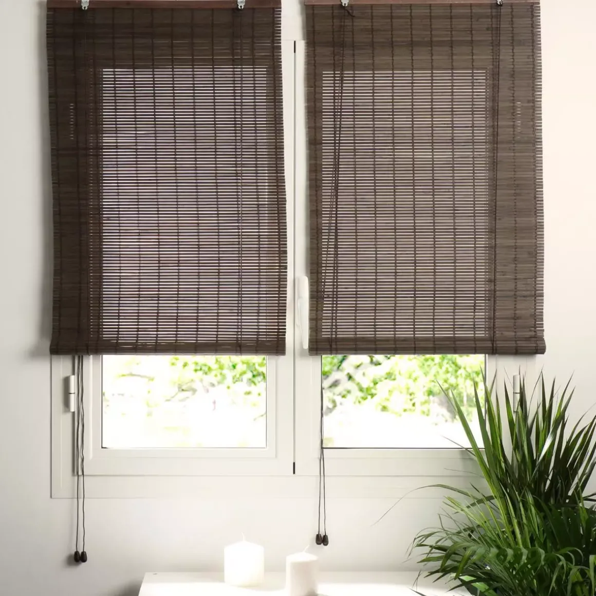 Tenda a rullo con lamelle (40 x H180 cm) Bambù Cioccolato