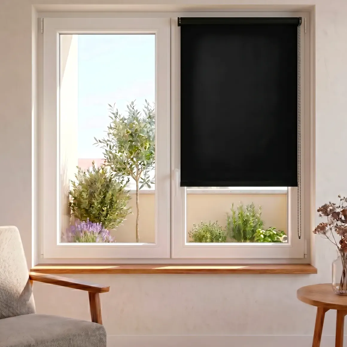 Tenda a rullo oscurante (45 x H90 cm) Uni Nero