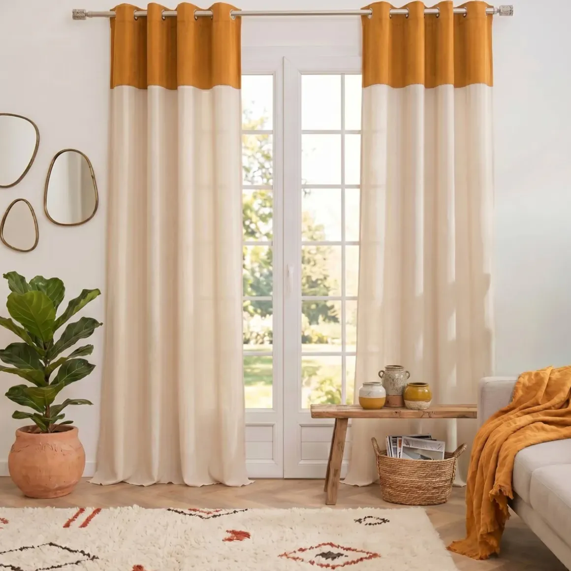 Tenda bouclé (140 x 280 cm) Ava Giallo ocra
