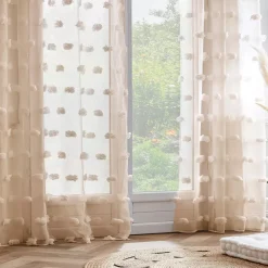 Tenda con occhielli con pon pon (140 x 240 cm) Suzie Beige