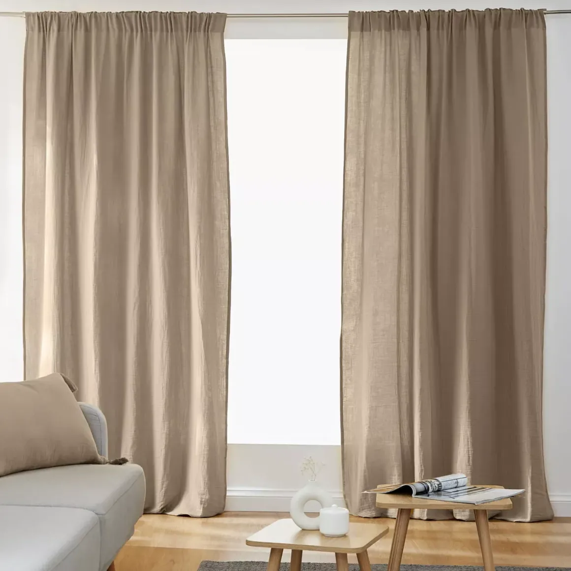 Tenda con passanti nascosti (180 x 240 cm) Gaïa Marrone corda