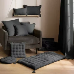 Tenda cotone (140 x 260 cm) Pixel Grigio antracite