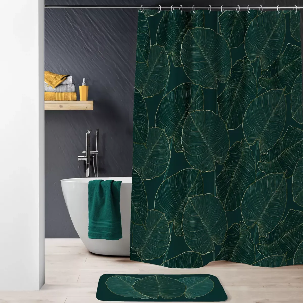 douceur d'intu017drieur Accessori Bagno-Tenda da doccia con anelli (180 x 200 cm) Jade