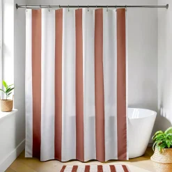 TENDANCE Accessori Bagno-Tenda da doccia in tessuto a righe (180 x 200 cm) Louise mocha