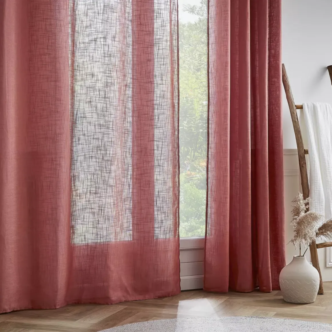 Tenda effetto lino larga (400 x 240 cm) Robin Terracotta