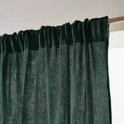 Tenda garza di cotone con passanti nascosti (140 x 240 cm) Gaïa Verde abete