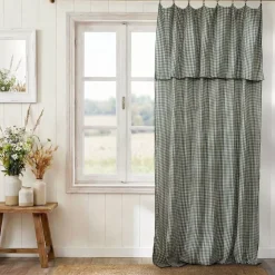 Tenda garza di cotone regolabile (140 x max 300 cm) Gaïa vichy Verde rosmarino