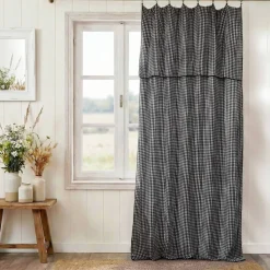 Tenda garza di cotone regolabile (140 x max 180 cm) Gaïa vichy Nero