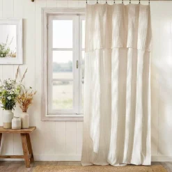 Tenda garza di cotone regolabile (140 x max 300 cm) Gaïa vichy Beige