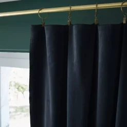 Tenda iin velluto di cotone regolabile (140 x max 270 cm) Victor Blu notte