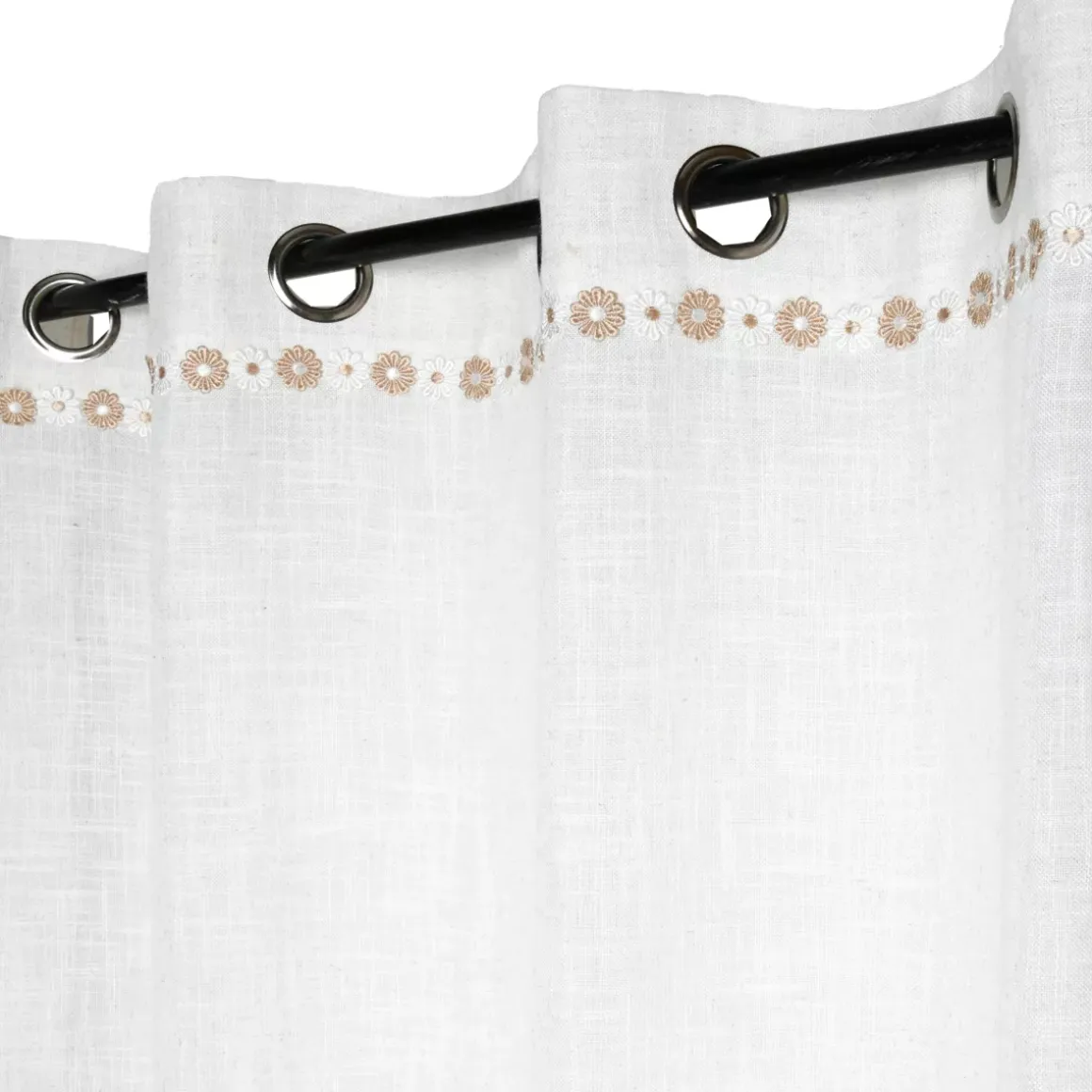 Tenda in cotone ricamato (140 x 260 cm) Camille Ecru