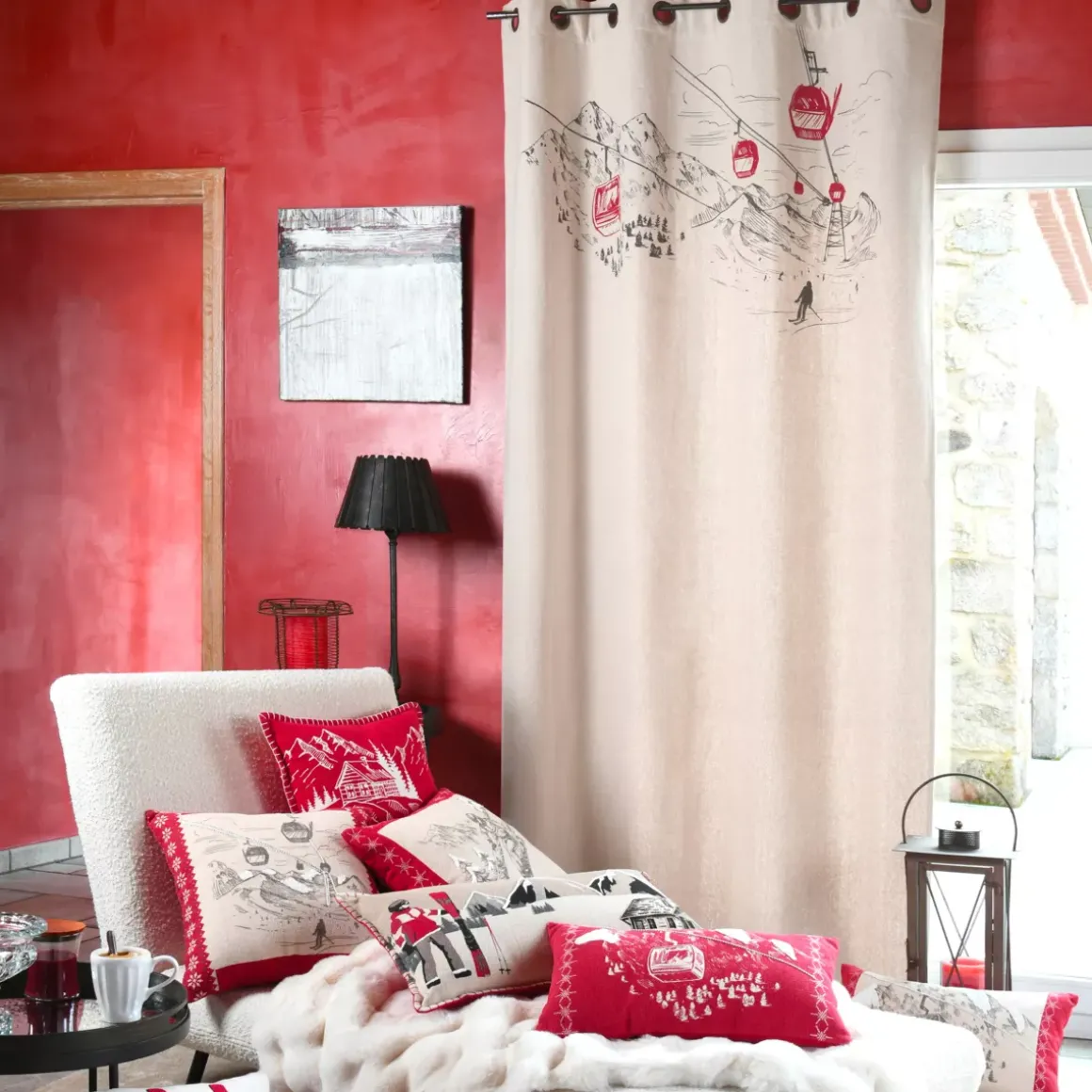 Tenda in cotone (140 x 260 cm) Villard Ecru
