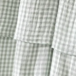Tenda in doppio voile di cotone regolabile (140 x max 300 cm) Gaïa vichy Verde eucalipto