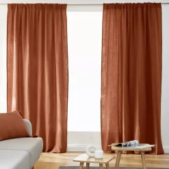 Tenda in garza di cotone a passanti nascosti (180 x 240 cm) Gaïa Terracotta