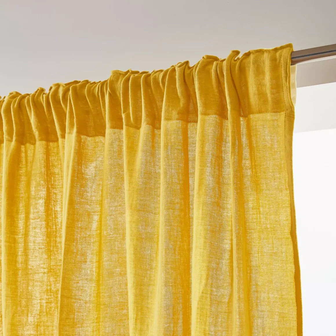 Tenda in garza di cotone a passanti nascosti (140 x 240 cm) Gaïa Giallo zafferano