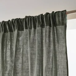 Tenda in garza di cotone a passanti nascosti (180 x 240 cm) Gaïa Verde rosmarino