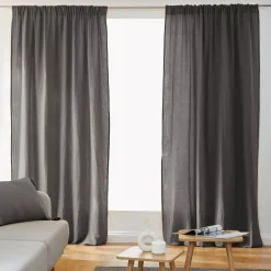 Tenda in garza di cotone a passanti nascosti (140 x 240 cm) Gaïa Grigio granito
