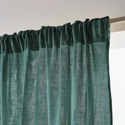 Tenda in garza di cotone a passanti nascosti (140 x 240 cm) Gaïa Blu anatra