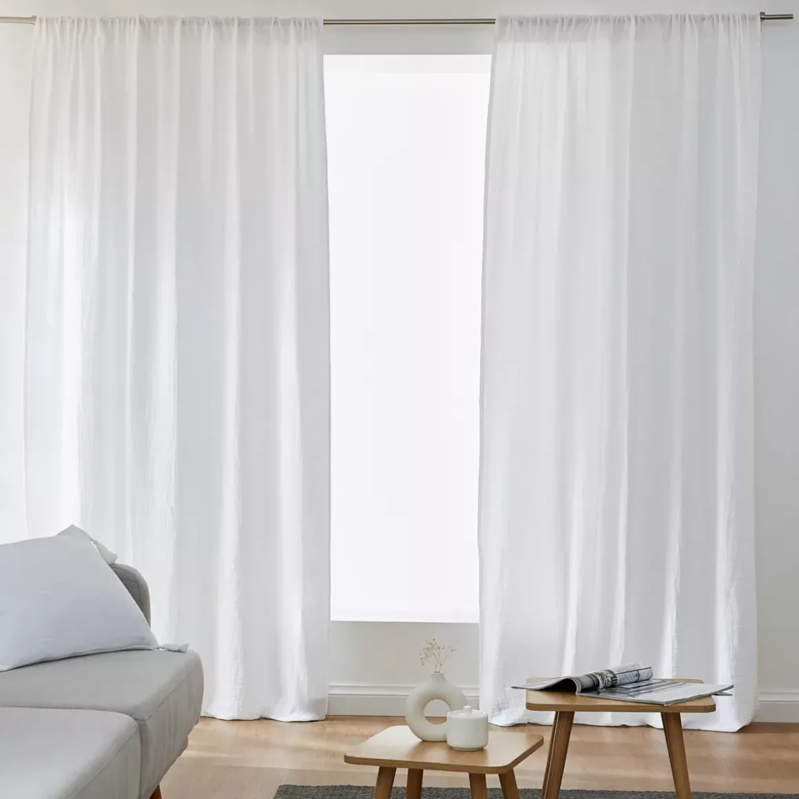 Tenda in garza di cotone a passanti nascosti (180 x 240 cm) Gaïa Bianco chantilly