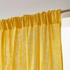 Tenda in garza di cotone a passanti nascosti (180 x 240 cm) Gaïa Giallo zafferano