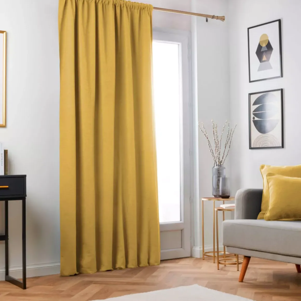 Tenda oscurante termica con passanti nascosti (280 x 240 cm) Minuit Giallo ocra