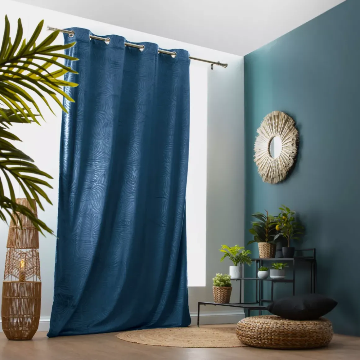 Tenda oscurante velluto (140 x 280 cm) Fern Blu marino