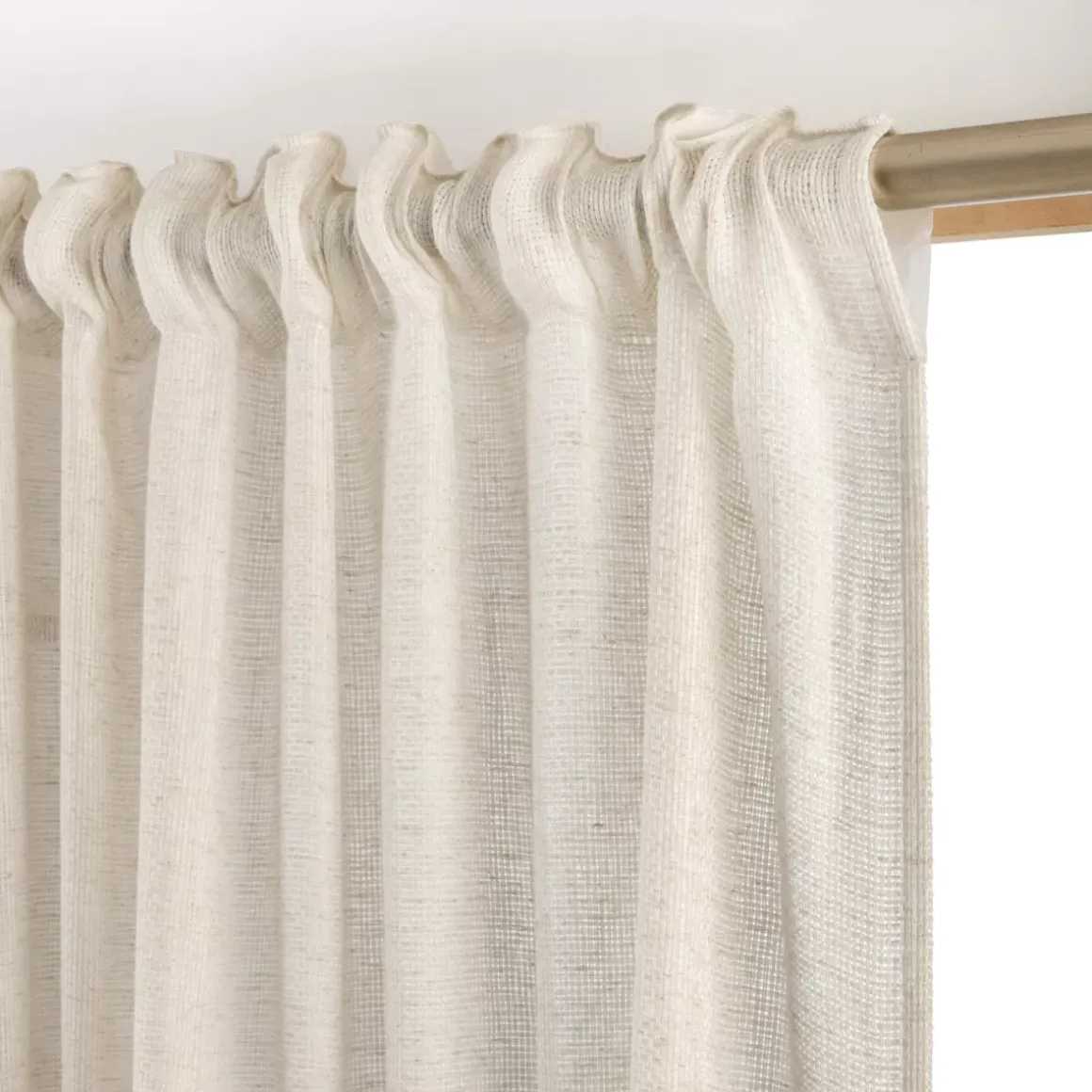 Tenda trasparente con nastri arricciati effetto lino (140 x 240 cm) Luca Beige