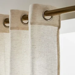 Tenda trasparente con occhielli effetto lino (180 x 240 cm) Luca Beige