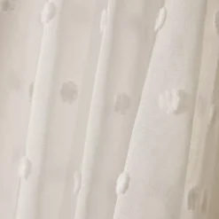 Tenda trasparente con occhielli pon pon (140 x 280 cm) Emie Beige