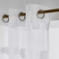 Tenda trasparente con occhielli pon pon (280 x 240 cm) Suzie Bianco