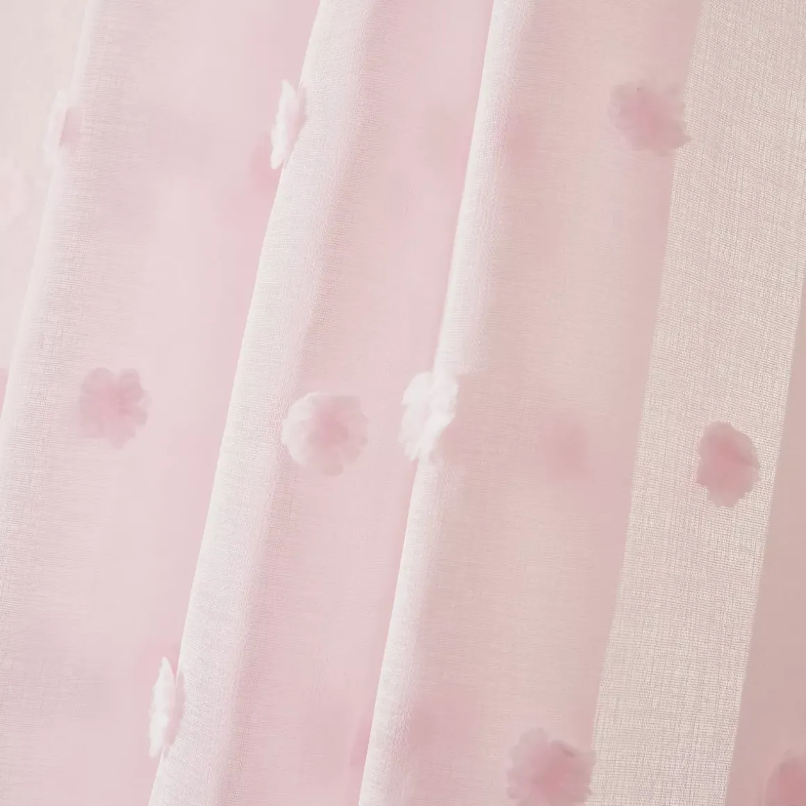 Tenda trasparente con occhielli pon pon (140 x 240 cm) Emie Rose