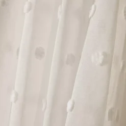 Tenda trasparente con occhielli e pon pon (280 x 240 cm) Emie Beige