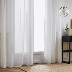 Tenda trasparente con passanti nascosti (140 x 240 cm) Leontine Bianco