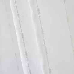 Tenda trasparente con passanti nascosti e pon pon (140 x 240 cm) Axel Bianco