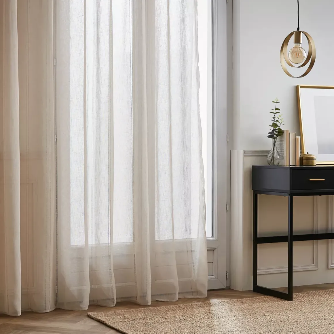 Tenda trasparente con passanti nascosti (280 x 240 cm) Leontina Beige