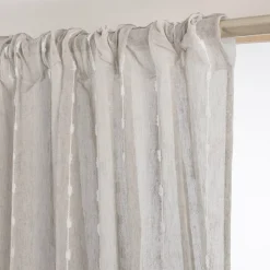 Tenda trasparente con passanti nascosti e pon pon (280 x 240 cm) Axel Beige