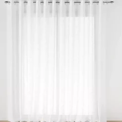 Tenda trasparente effetto lino passanti nascosti (400 x 240 cm) Haltona Bianco