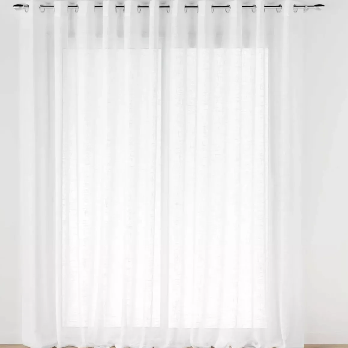 Tenda trasparente effetto lino passanti nascosti (400 x 240 cm) Haltona Bianco