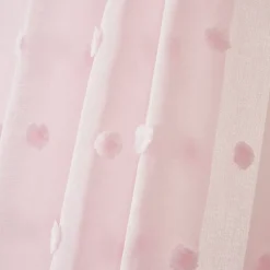 Tenda trasparente occhielli pon pon (140 x 280 cm) Emie Rosa