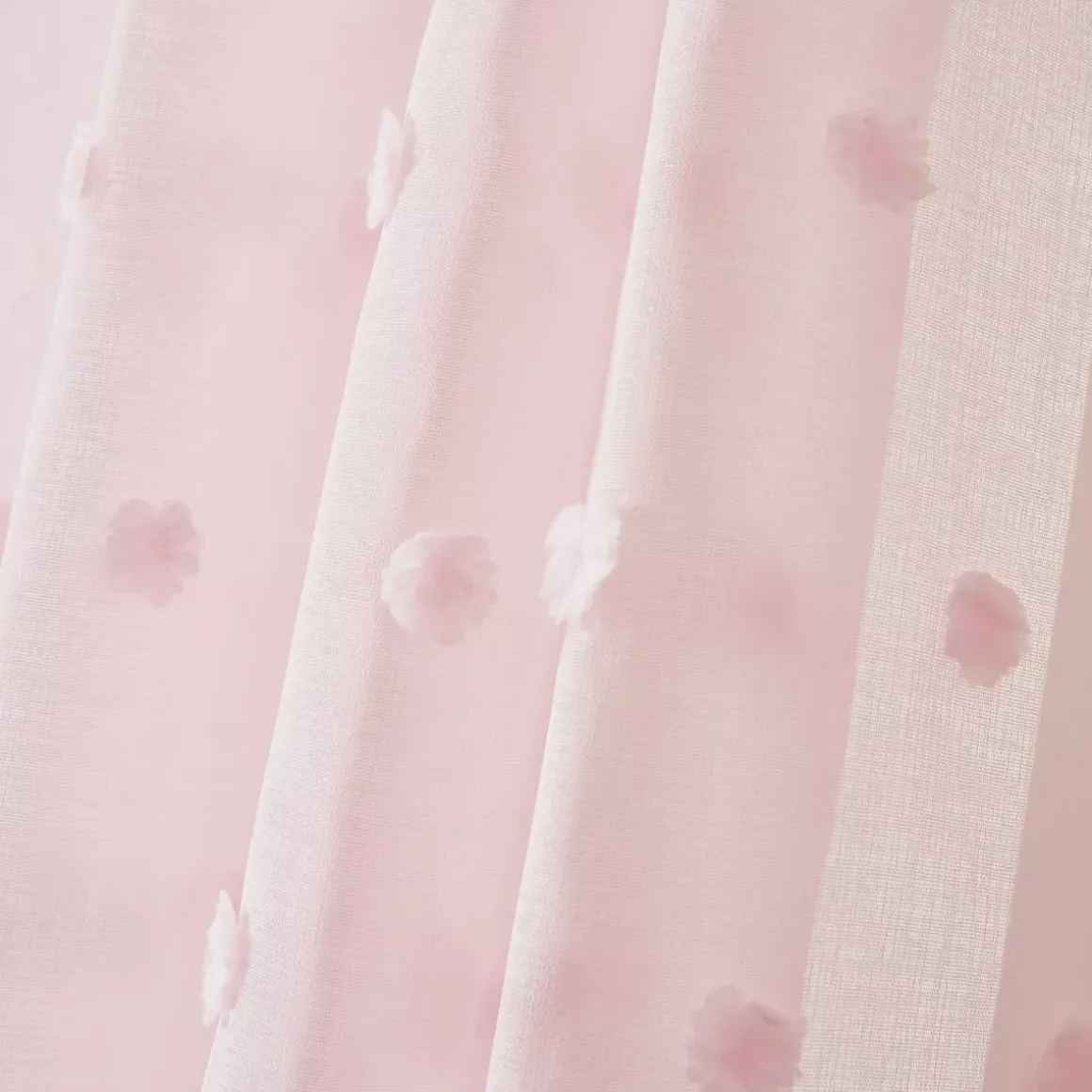 Tenda trasparente occhielli pon pon (140 x 280 cm) Emie Rosa