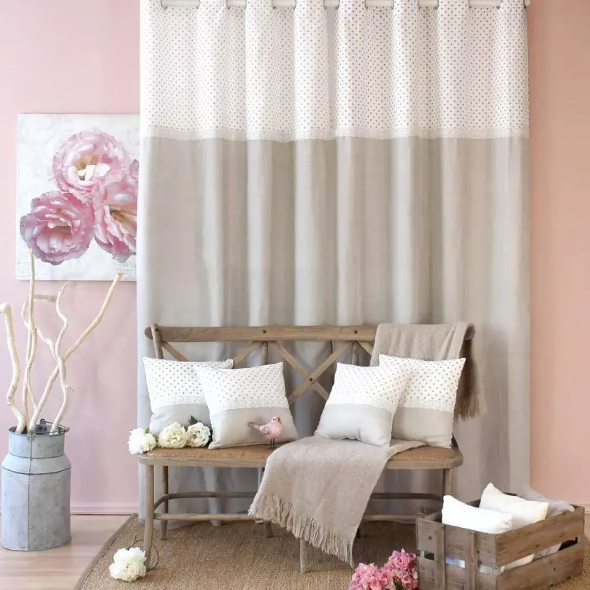 Tenda (140 x 240 cm) Romantica pizzo Naturale