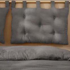Testiera cuscino garza di cotone (80 x 50 cm) Gaïa Grigio granito