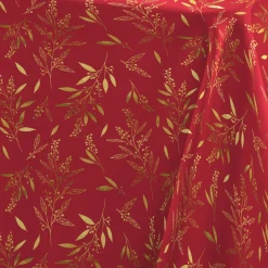 Douceur d interieur Tovaglia E Runner Da Tavolo Per Le Feste-Tovaglia di Natale rettangolare (140 x 240 cm) Naelle e oro