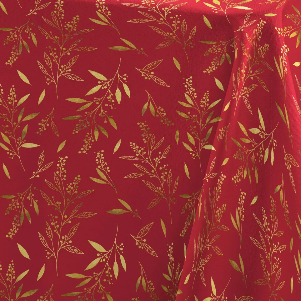 Douceur d interieur Tovaglia E Runner Da Tavolo Per Le Feste-Tovaglia di Natale rettangolare (140 x 240 cm) Naelle e oro