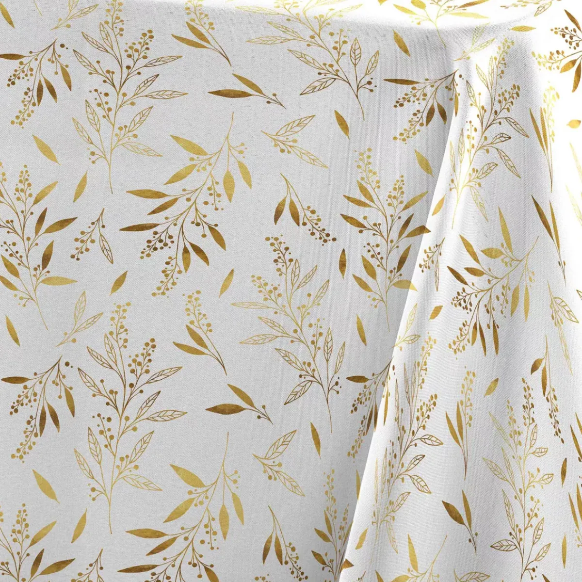 Douceur d interieur Tovaglia E Runner Da Tavolo Per Le Feste-Tovaglia di Natale rettangolare (140 x 240 cm) Naelle e oro