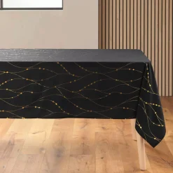 douceur d'intu017drieur Tovaglia E Runner Da Tavolo Per Le Feste-Tovaglia di Natale rettangolare anti macchia (140 x 240 cm) Firmament e dorato