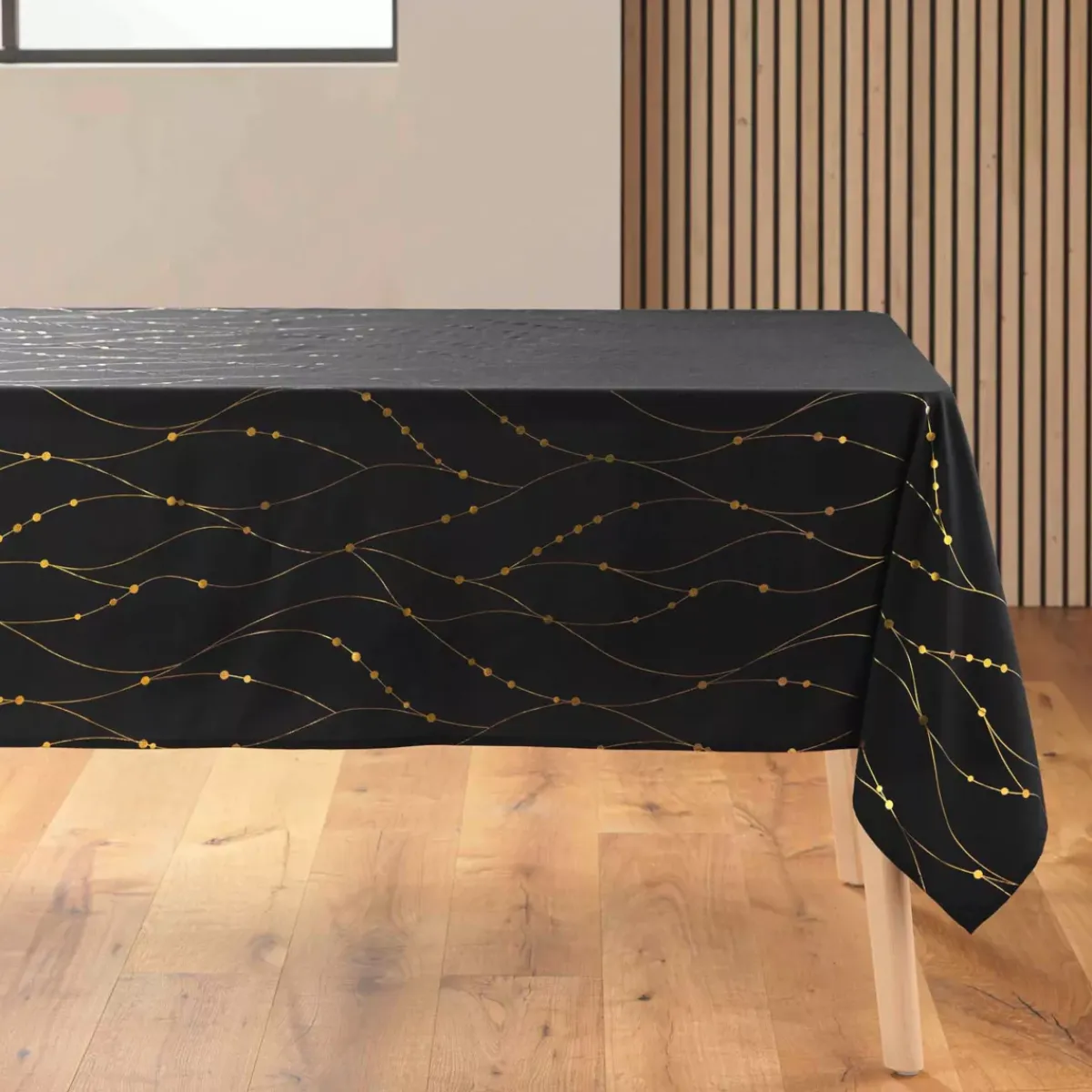 douceur d'intu017drieur Tovaglia E Runner Da Tavolo Per Le Feste-Tovaglia di Natale rettangolare anti macchia (140 x 240 cm) Firmament e dorato